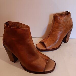 Bed Stu Onset peep toe booties, tan, leather, size 9